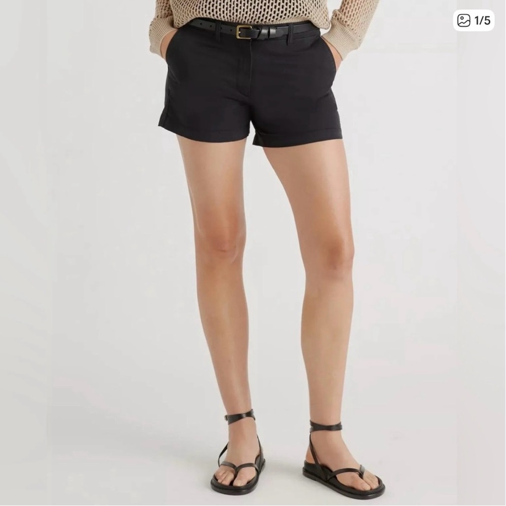 Quince Black Organic Cotton Stretch Chino Shorts - Size 12 (4” inseam)